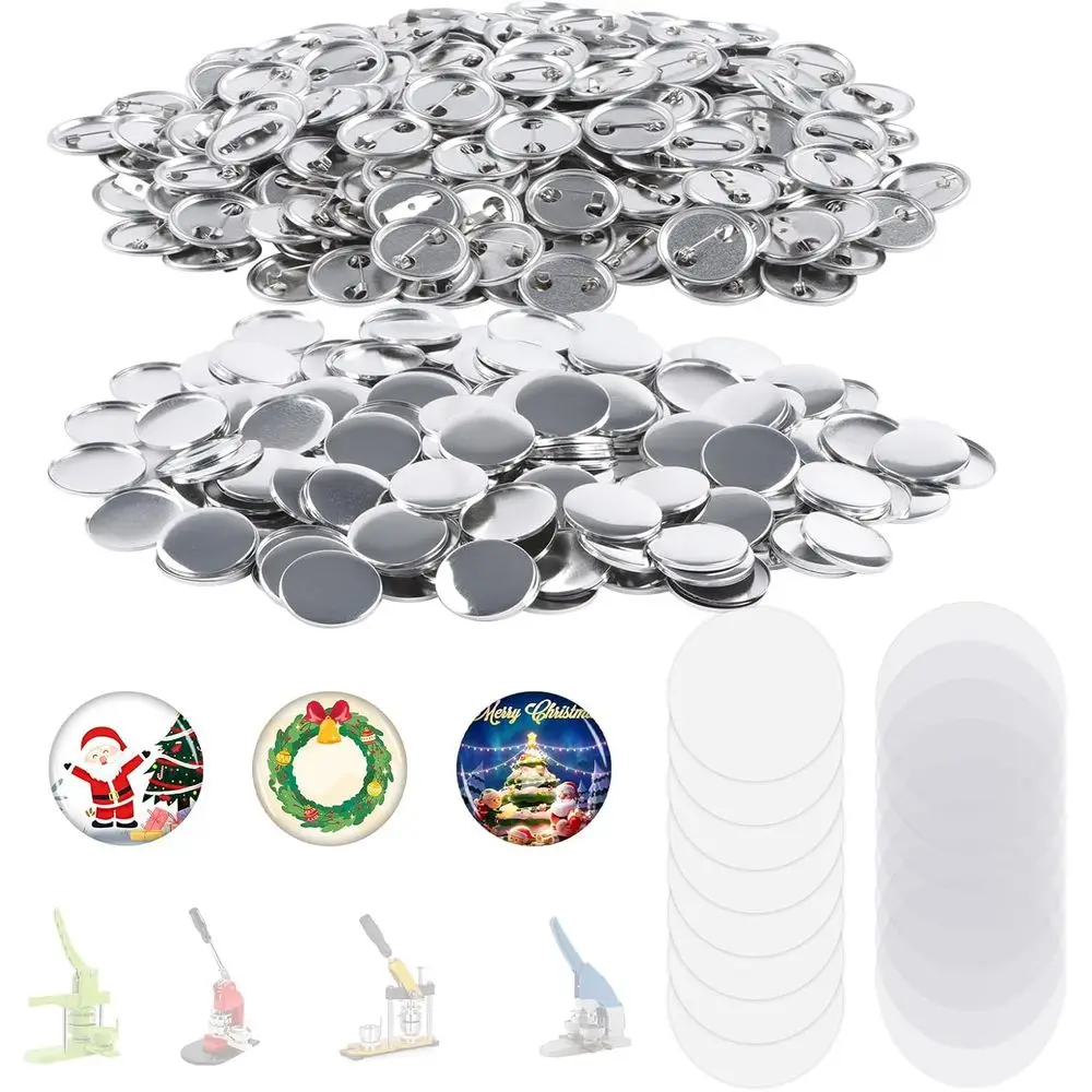 

500 Sets Blank Metal Button Mg Supplies Badge Parts, 32mm/1.25 inch Round Metal Button Kit or Button Maker hine, Including Metal