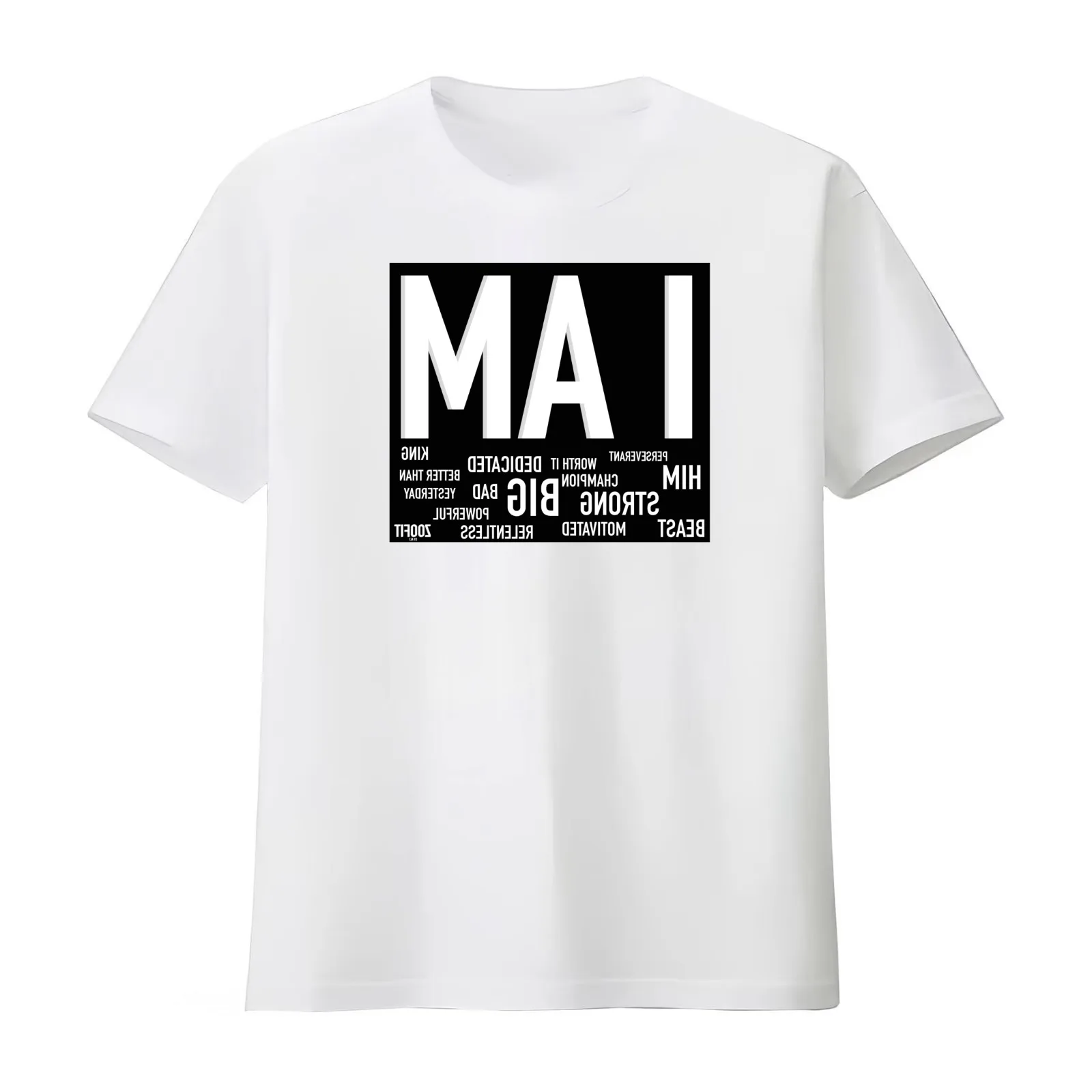 ZOOFIT: AFFIRMATIONS (MIRRORED TEXT) T-Shirt Summer Casual Cotton Tee Oversized Streetwear Tops Vintage Graphic Print