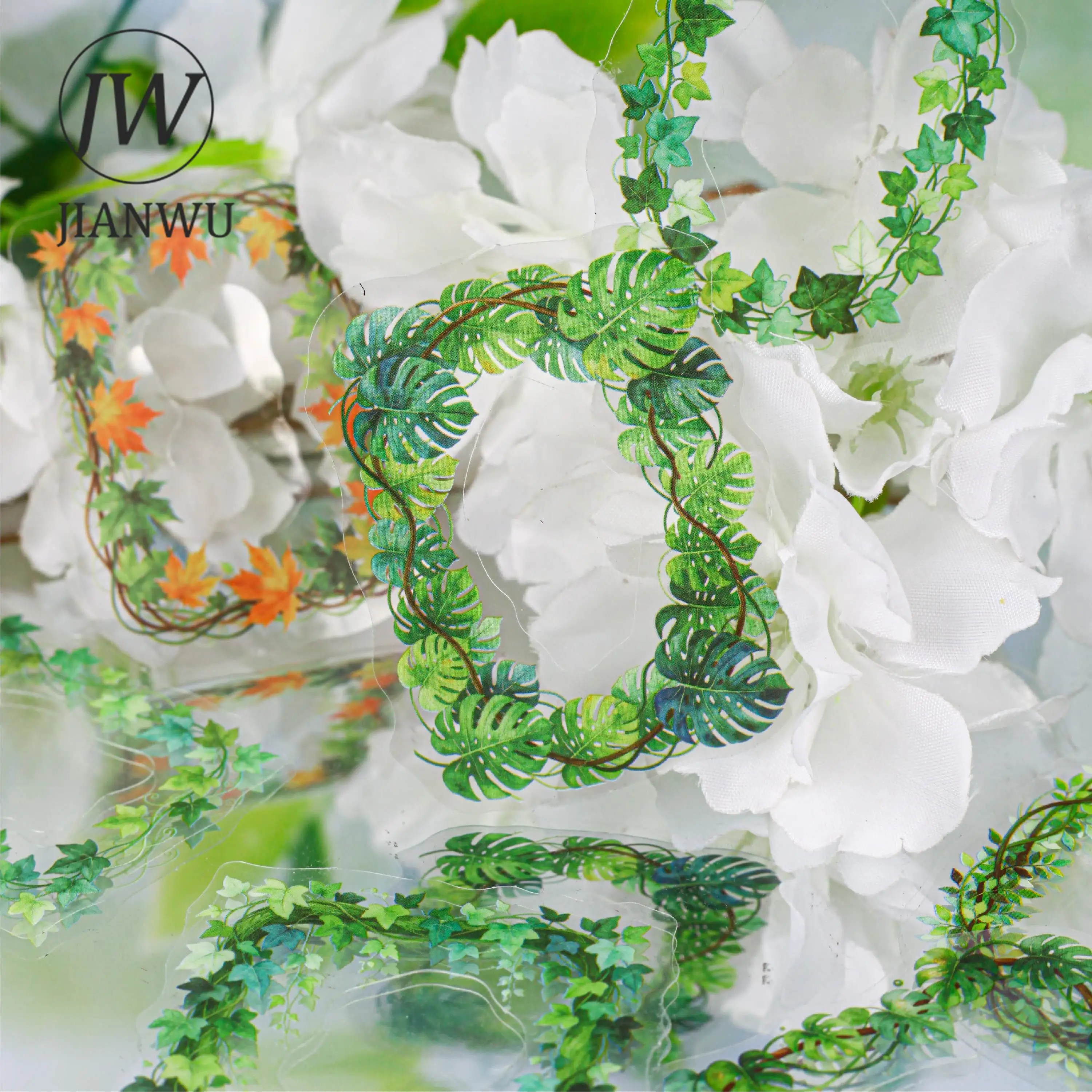 JIANWU Vintage Leaves Vine Border Landscape Material Collage Scrapbooking PET Sticker Creative DIY Journal Stationery