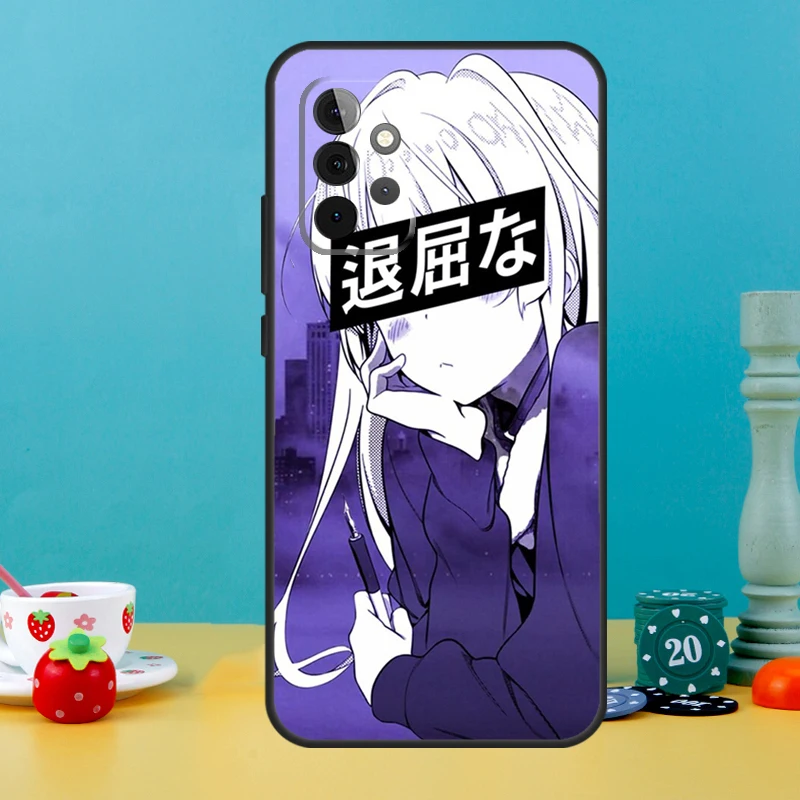 Sad Anime Aesthetic Senpai Case For Samsung Galaxy A52 A32 A12 A14 A34 A54 A13 A33 A53 A73 A50 A70 A71 A51 Back Cover