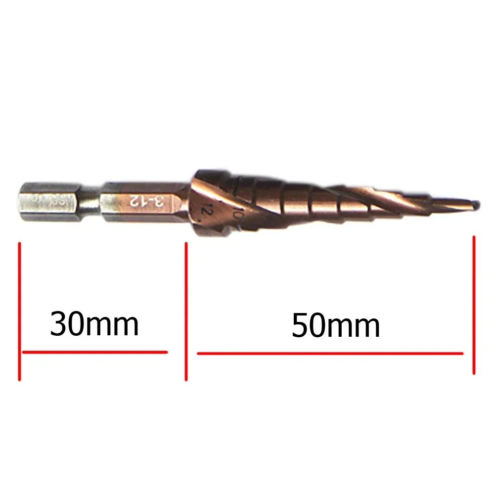 HSS Cobalto Codolo Esagonale Passo Cone Drill Bit 3-12mm/4-22mm/6-24mm Hole Saw Cutter Strumento Tackle Foro Ha Veduto Taglierina di Legno Strumento di Potere