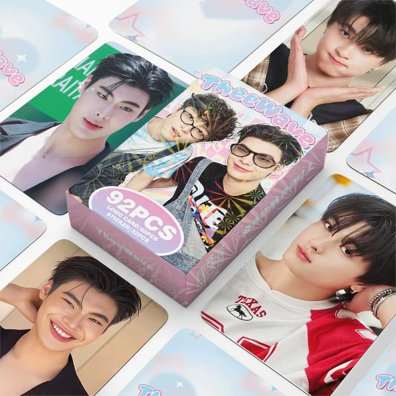 92PCS Thai Drama Star TheeWave Photo Cards with Mini Stickers Set Ice Paris, Thee Thanapat LOMO Cards Fans Collection Gift