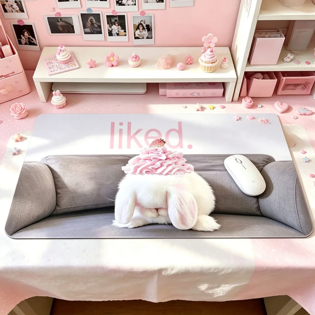Guinea Pig Music Polka Dots Girl Leather Desk Pad Protector Mouse Pad Office Desk Mat Waterproof Non-Slip PU Desk Blotter Pad