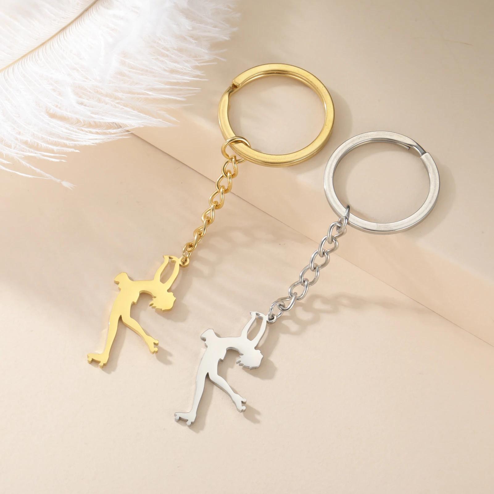 COOLTIME Eiskunstläufer Schlüsselanhänger Edelstahl Rollschuh-Sport Anhänger Schlüsselring Schmuck Geschenk Trend – Detail 16