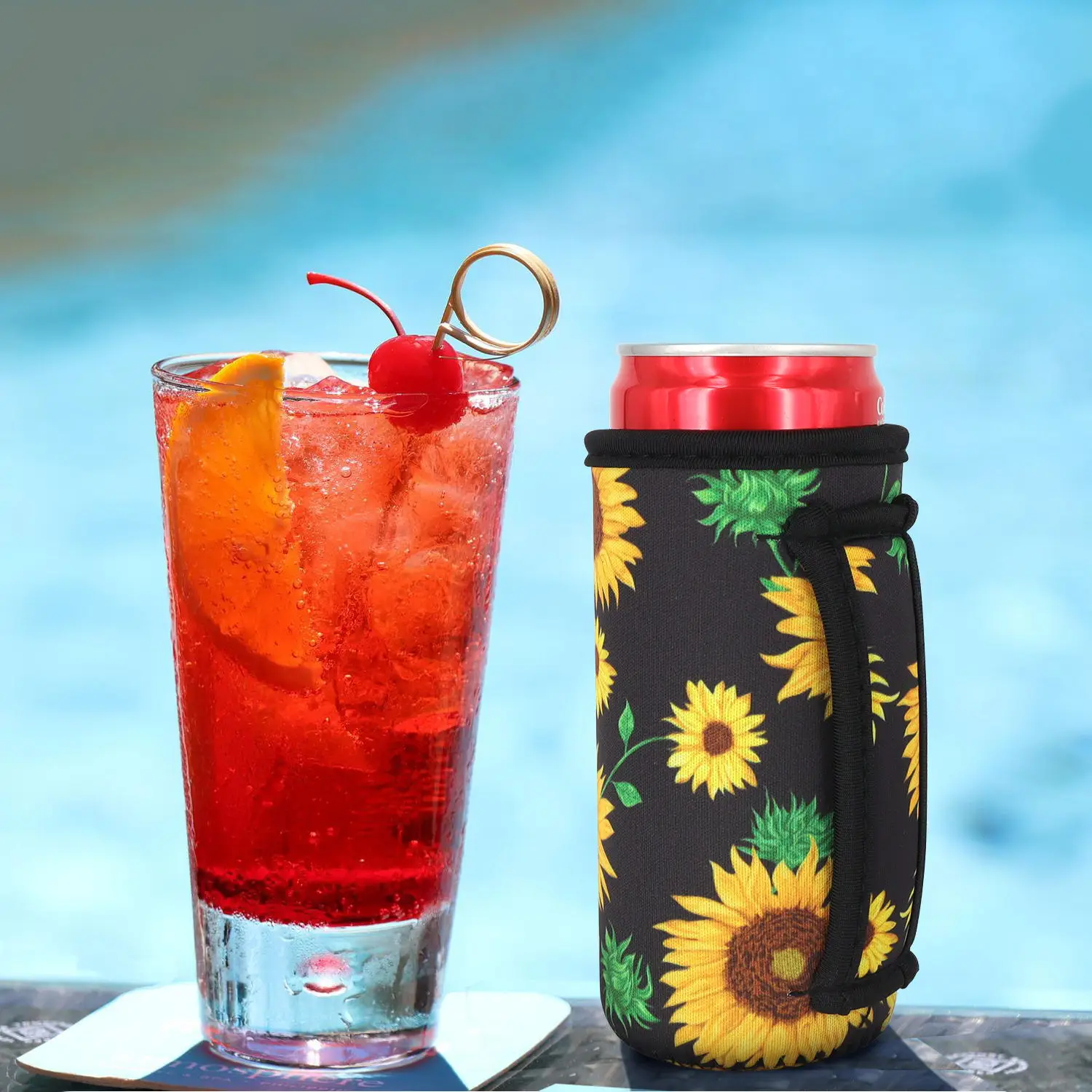 3er-Pack wiederverwendbare, isolierte, schmale Dosenhülle aus Neopren, 12 Unzen, 16 Unzen, mit Griff für Soda, Energy-Drink, Pop, Bier, harter Seltzer – Detail 5