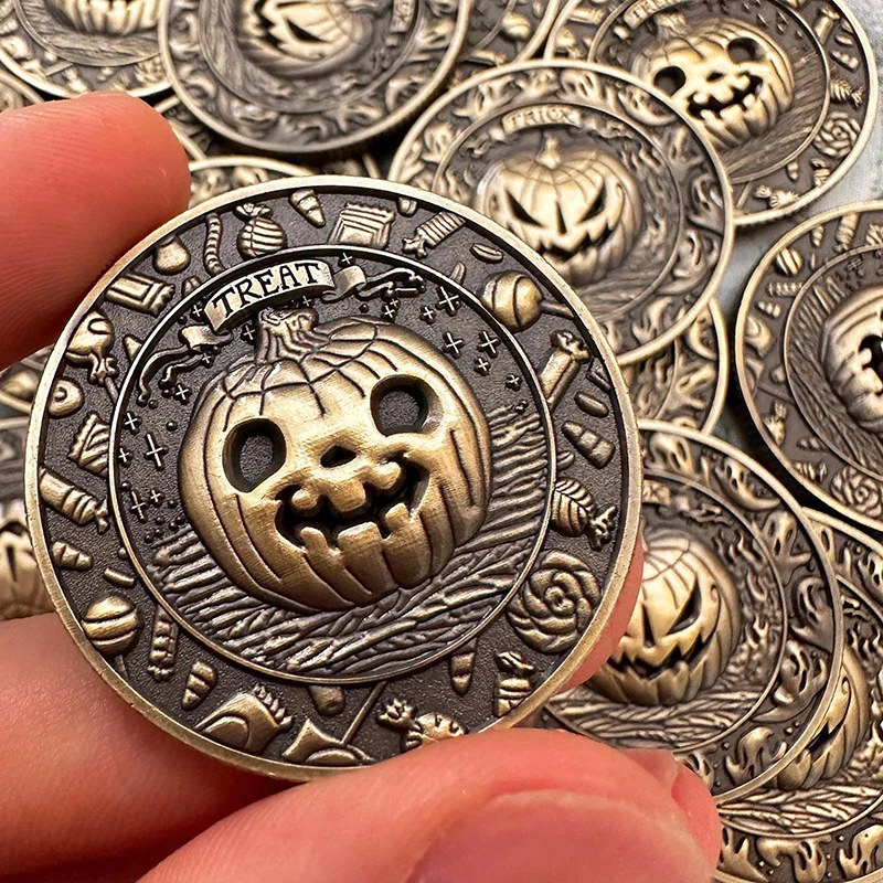 Trick Or Treat Coin, Halloween Coins With Pumpkins, Trick Or Treat Festive Decorations And Party Favors Halloween