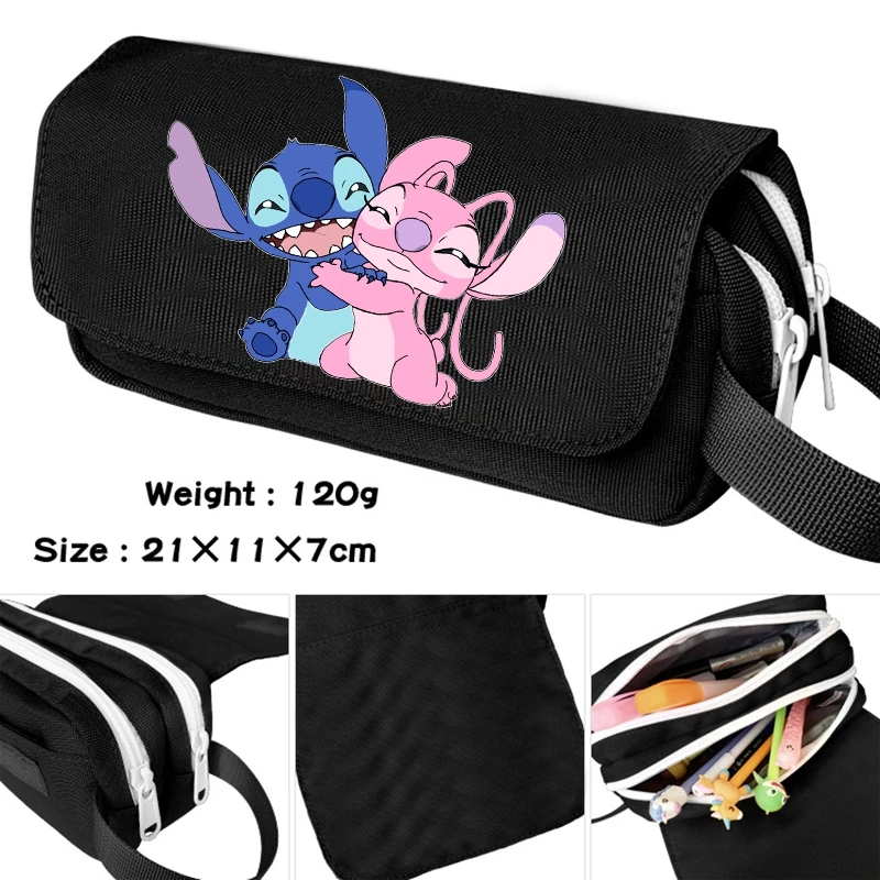 Disney Lilo Stitch Pencil Case Bag Large Capacity Pen Case Supplies Stationery Kawaii School Pencil Cartoon Cosmetic Bag