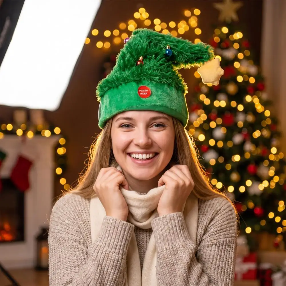 Fun Christmas Party Favors Musical Santa Hat Singing Dancing Electric Hat for Adults Kids Funny Plush Holiday Cap with Automatic