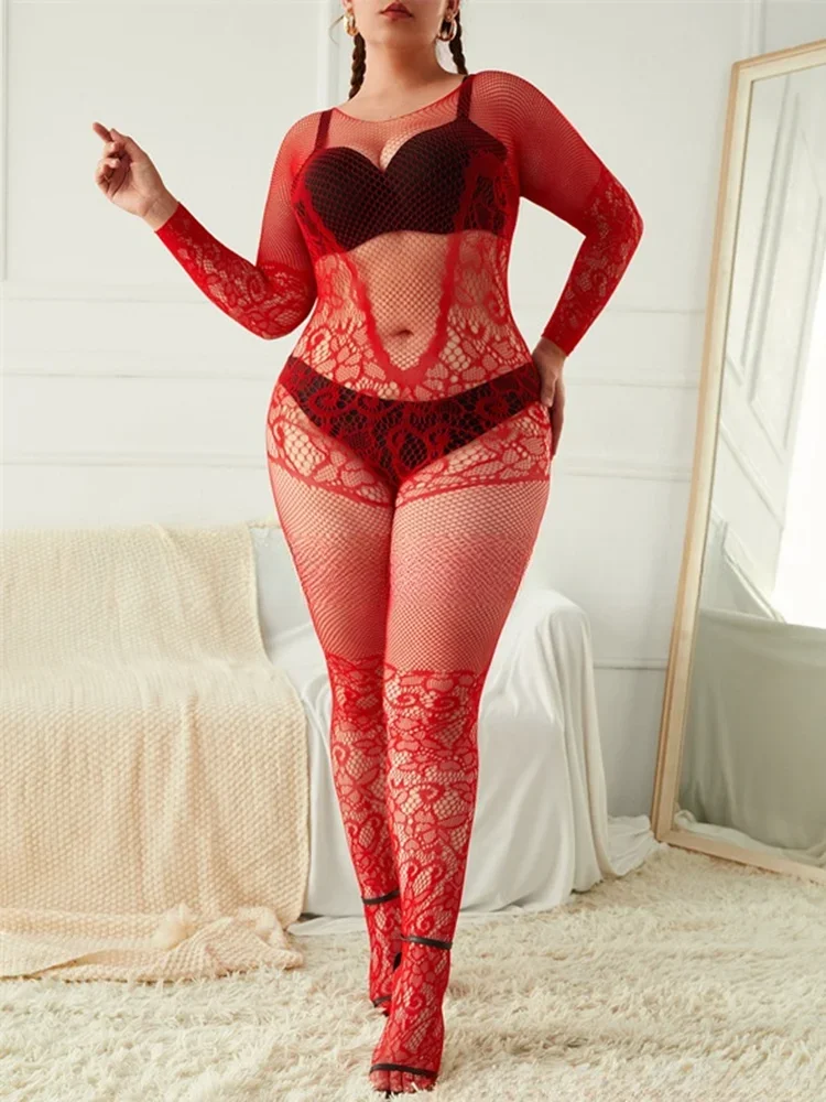 

Sexy Hollow Fishnet Full Body Stockings Erotic Tight Lingerie Clothes Mesh Perspective Bodysuits Adult Women Fashion Body Suits