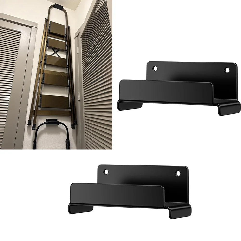 2Pcs Heavy Duty Wall Mounted Ladder Hooks Steel Garage Storage Organizer For Hanging Ladders Folding Chairs Outdoor Furniture
