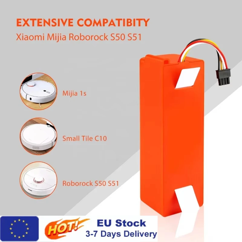 Batterie de remplacement Li-ion 14.4V pour aspirateur Robot Xiaomi Roborock S50 S51 S55, accessoire, pièces de rechange