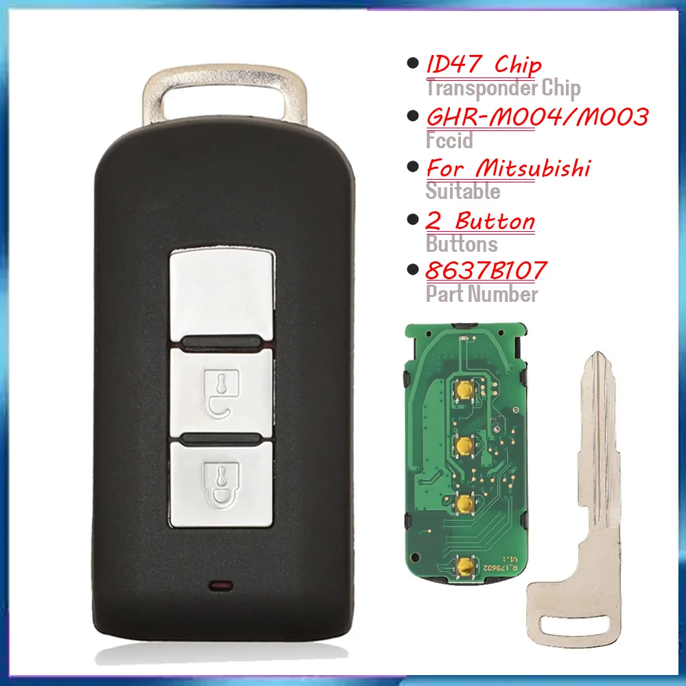 Jingyuqin New Remote Car Key For Mitsubishi Montero L200 Pajero Sport FCCID: GHR-M004/M003 P/N: 8637B107 ID47 HITAG3 NCF2952X