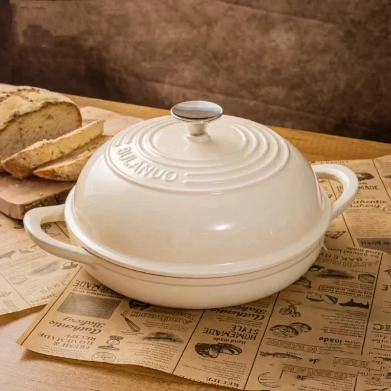 

Household Insulation Binaural Cast Iron Pot, High Value Ware with Lid, Kitchen Soup Pot, Creative Non-stick Cookware