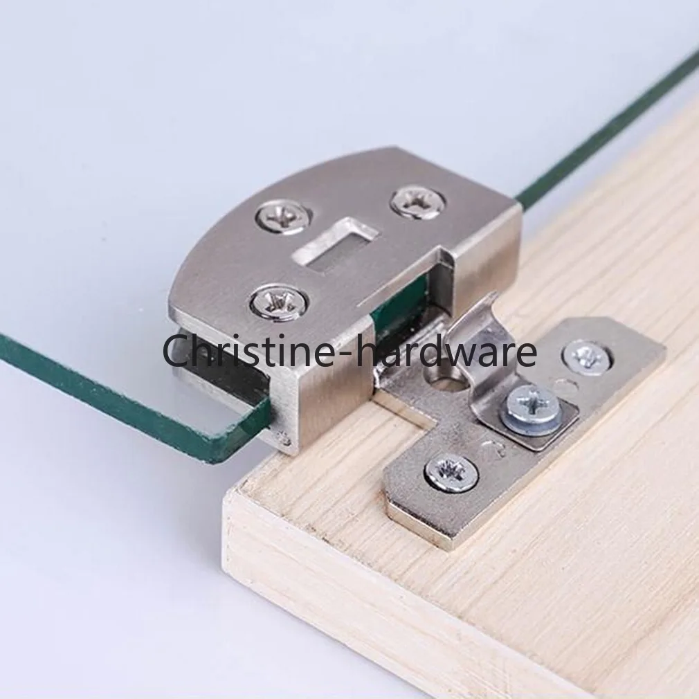 

2Pcs Zinc Alloy Glass Door Hinge Clips without Hole for Cabinet Furniture Display Fitting Hardware for Glass Doors