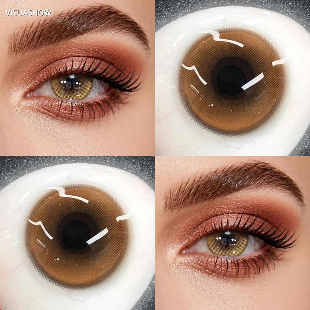 Visuashow 14,2mm Monaco Rot-Blaue Farbige Kontaktlinsen 1 Paar Halbjährige Mode-Schönheits-Farblinsen für Tägliches Party-Augen-Make-up – Detail 15