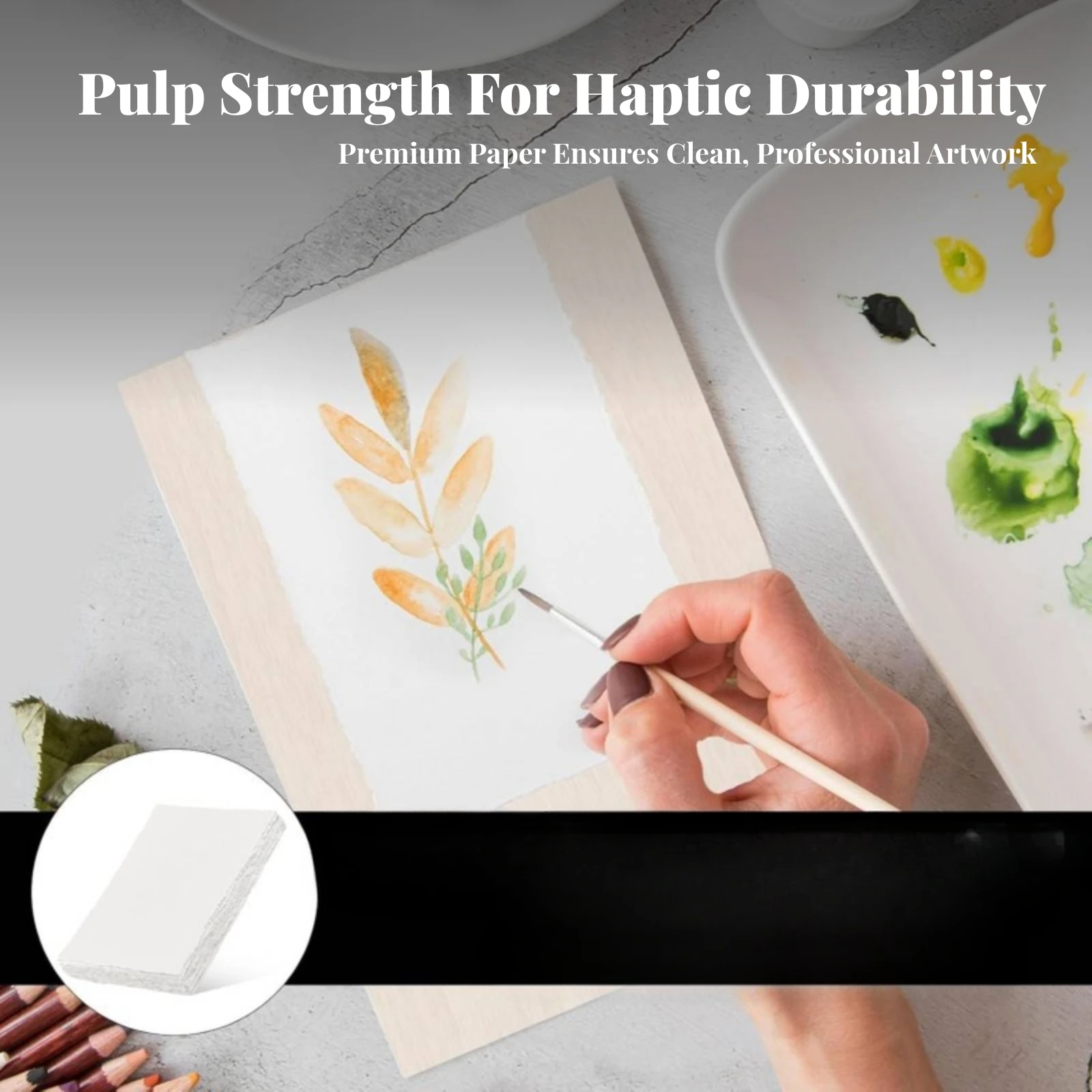 50 Pieces Watercolor Paper Sheets Rustic Paper with Deckle Edges Watercolor Sheets Sturdy Long-Lasting for Artists, Sketching