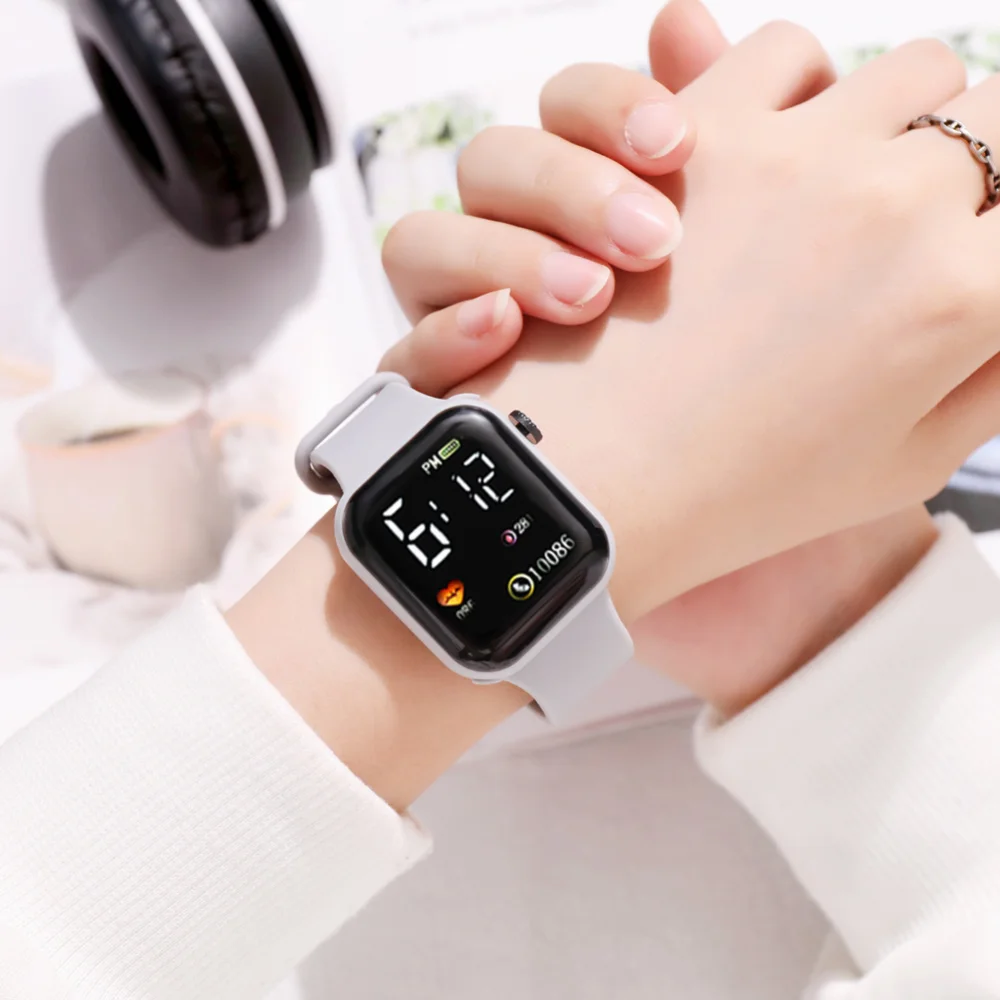 New LED Electronic Watch Rainbow Square Digital Outdoor Sports Students Watch Electronic Watch Relogio Feminino