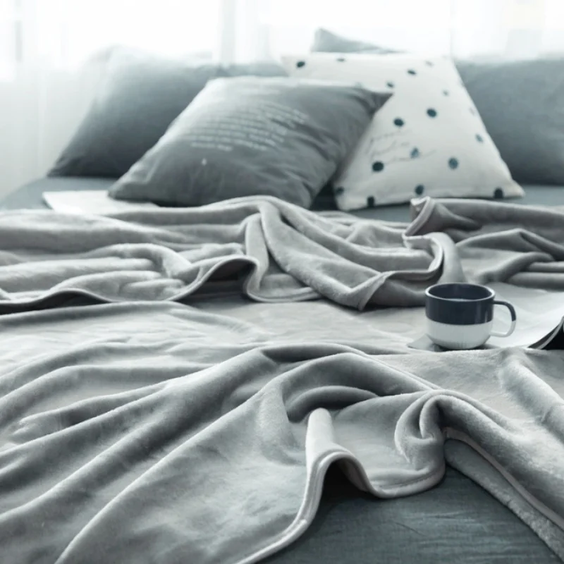 Soft Multi-Use Flannel Throw Blanket Gray Lightweight Bed Sheet Home Sofa Cover Travel Adult Blankets 59*79inch Drop Shipping