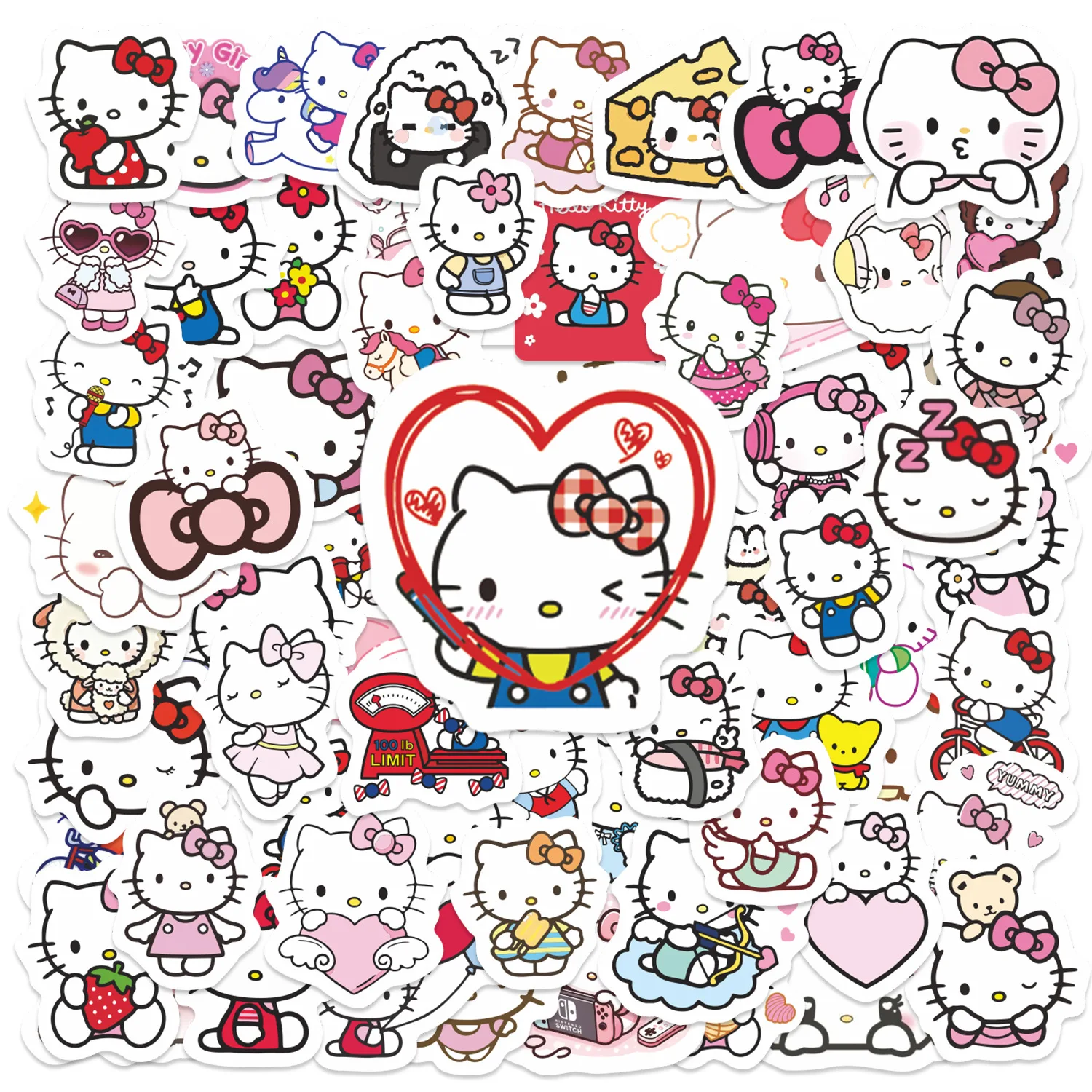 

85PCS Cute Hello Kitty Cartoon Stickers for Scrapbook Laptop Phone Case Guitar Kawaii Anime Sanrio Waterproof Sticker Toys Gifts