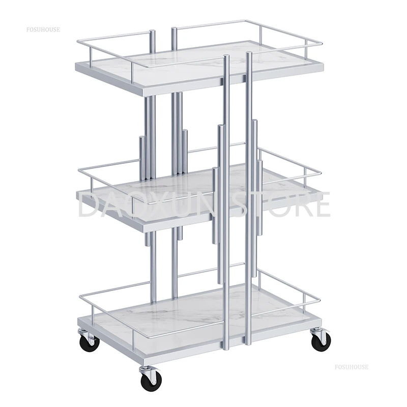 Professional Golden Iron Salon Trolleys Modern Beauty Salon Auxiliary Cart With Wheels Salon Furniture Professional Tool Trolley