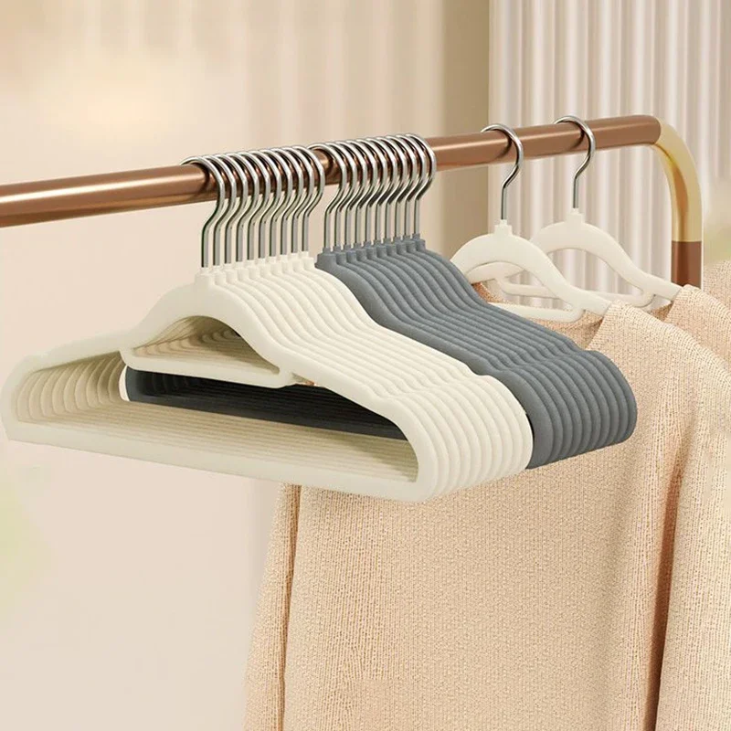 

42CM Non-slip Velvet Hanger Closet Coat Hanger Clothes Organizer Shirt Dress Drying Rack Wardrobe Save Space, 10-20Pcs