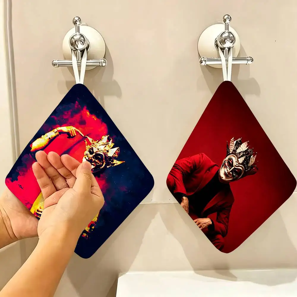 DJ Boris Brejcha Household Hanging Towel, Polyester Cotton Hand Wiping Towel, Sturdy for Bathroom Bedroom