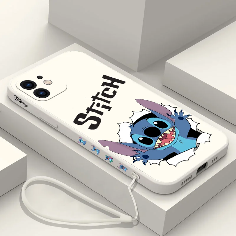 Cute Stitch Phone Case for Oneplus Nord 3 2 9R 9 8T 8 7 7T Pro 6 5G Liquid Silicone Cover with Hand Strap