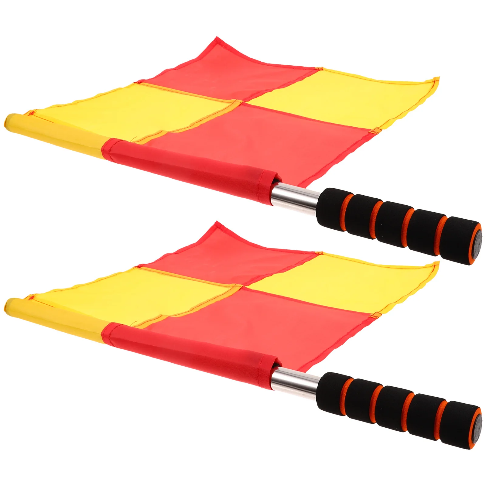 

2pcs Commanding Referee Flags Stainless Steel Handle High Visibility For Soccer Match Racing Competition Sports Field Handheld