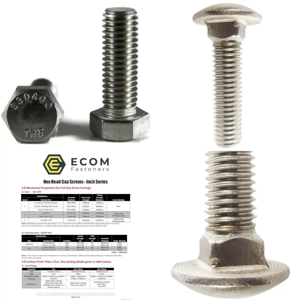 

Винты с шестигранной головкой из нержавеющей стали, 3/8-16 x 1/2 дюйма, грубая резьба, полностью резьба, 800 шт., длинный хвостовой ключ