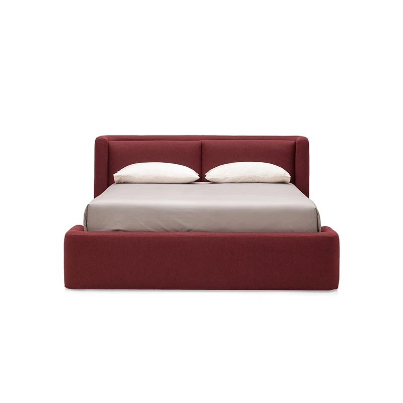 سرير كوين فاخر لغرفة النوم الرئيسية، سرير مزدوج إيطالي بسيط وحقيبة ناعمة