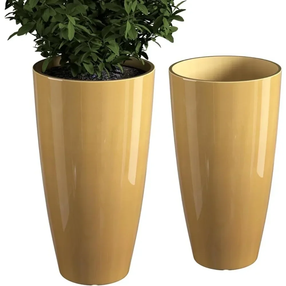 Outdoor Plant Planter Set of 2 Packs 21 Inch, High Indoor Planter with Drainage Holes, Large Garden Decorative Flower Pots