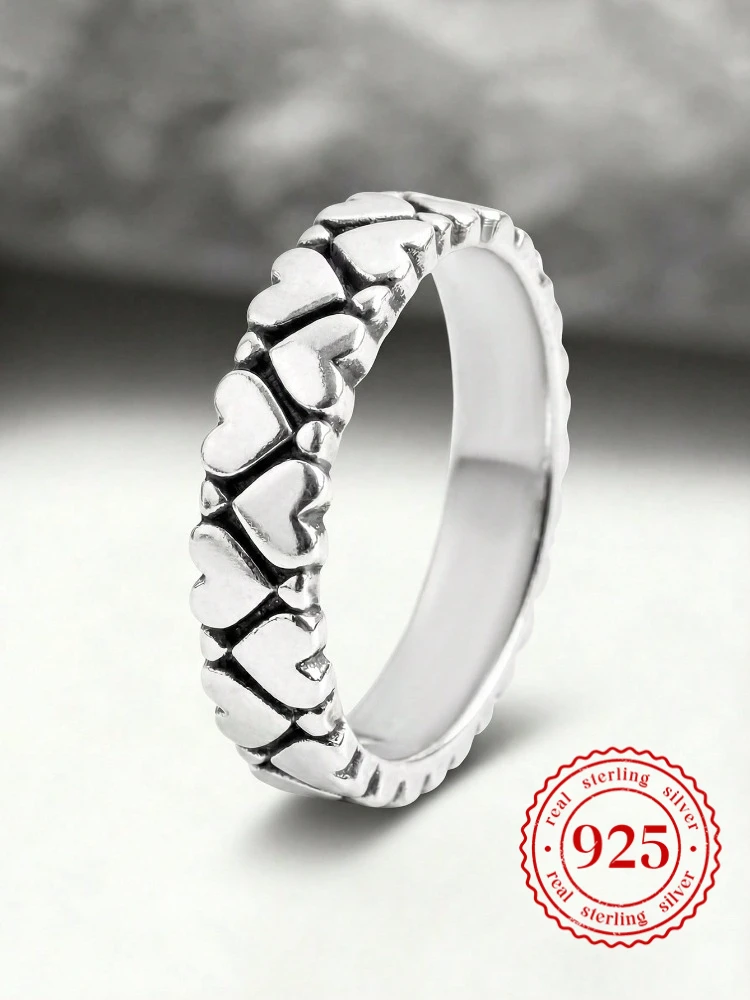 925 Sterling Silver Vintage Double Layer Love Rings for Women Engagement Anniversary High Quality Fine Jewelry Gift