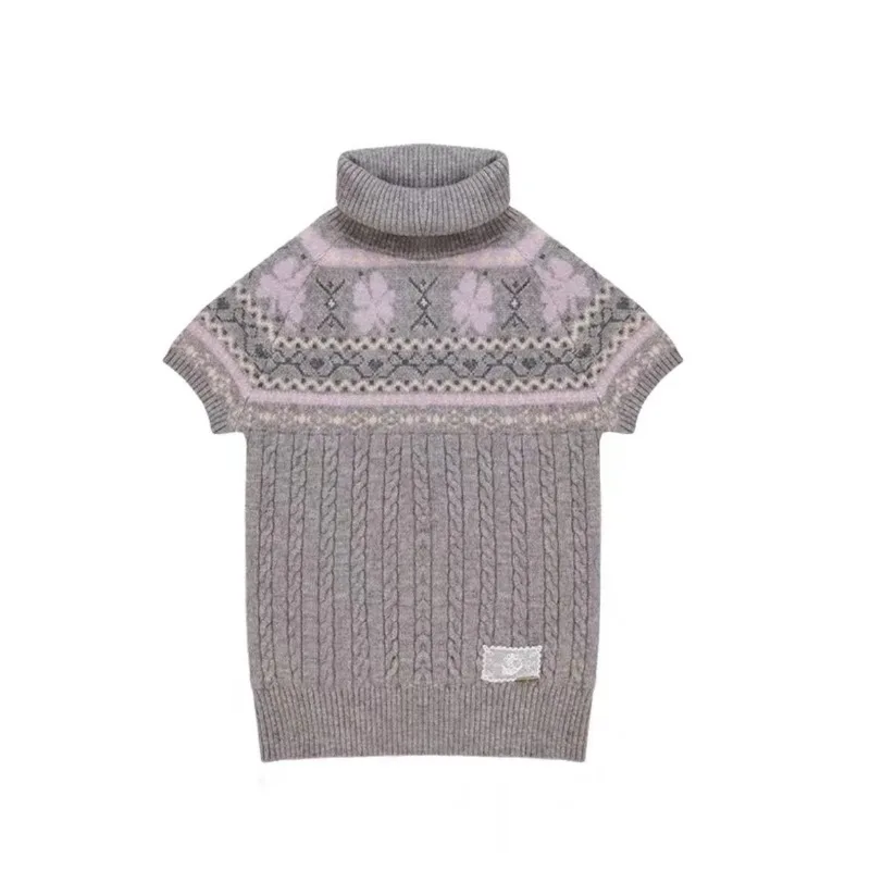 

American Vintage Fashion Knitted Pullover Autumn Winter Slim Fit Sweaters for Women Y2k Short Sleeve Casual Tops Mujer