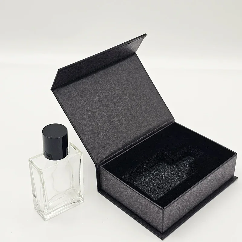 

30ml Black Cap Perfume Spray Bottle with Box Packaging Refill Empty Perfume Bottle and Packaging Box for Perfume Custom Box