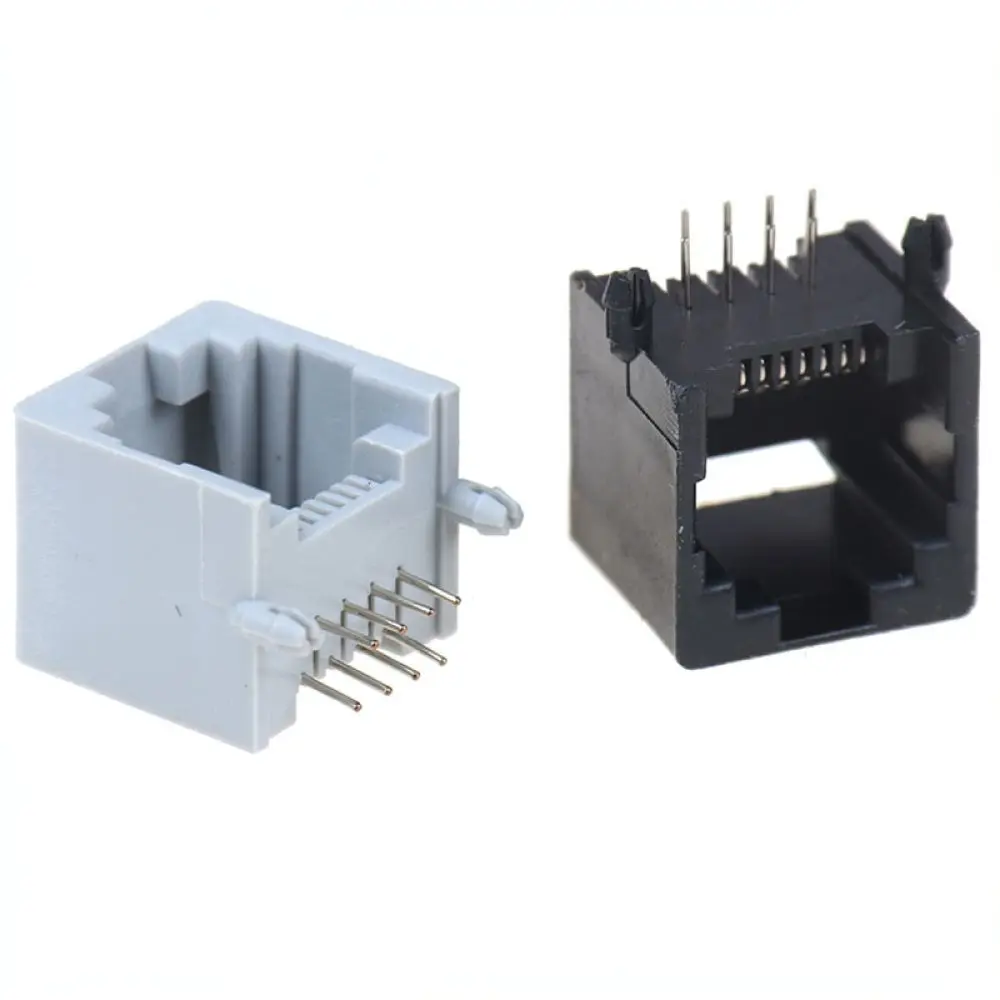 8P8C Modular Jack RJ11 RJ45 Connector Gray Telephone Port Wall Socket Network Ethernet Signal Interface Device Accessory