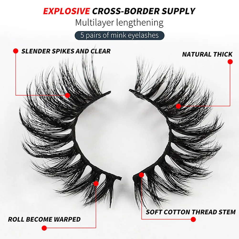 5Pairs Eyelashes Professional Lash Extension Supplies for Salon Artists Eye Lashes Fake Lashes Party Eyelashes