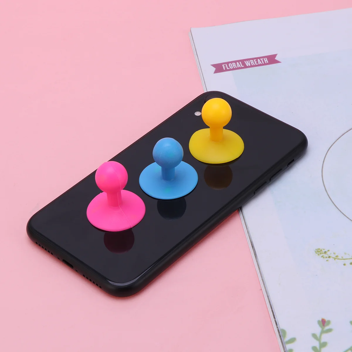 Soporte esférico de pulpo de Color aleatorio para teléfono móvil, soporte de silicona para teléfono inteligente con ventosa, 5 uds.