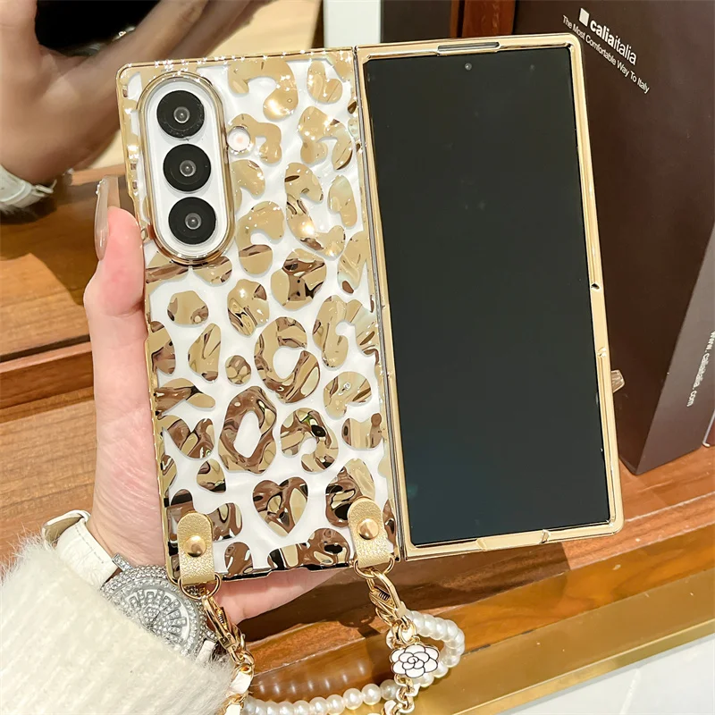 حافظة لهاتف سامسونج جالاكسي Z Fold 7 6 Fold7 Fold6 مع سلسلة حافظة لطيفة ZFold7 Funda