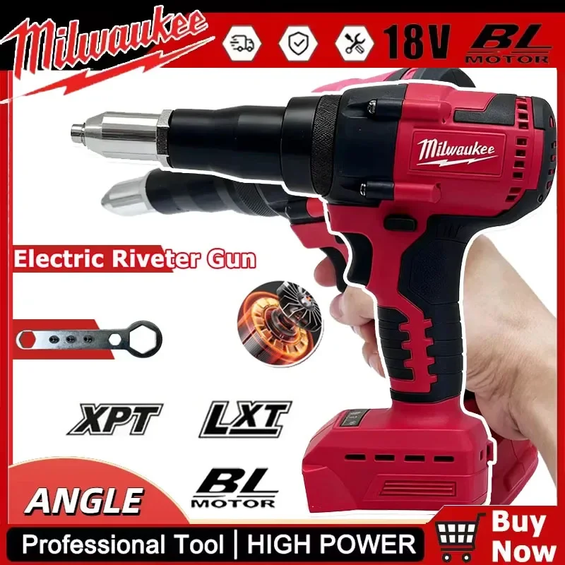 

Milwaukee Electric Riveter Gun 4.8mm Cordless Brushless Rivet Tool with LED Light Compatible with 20V 18V Milwaukee Batteries