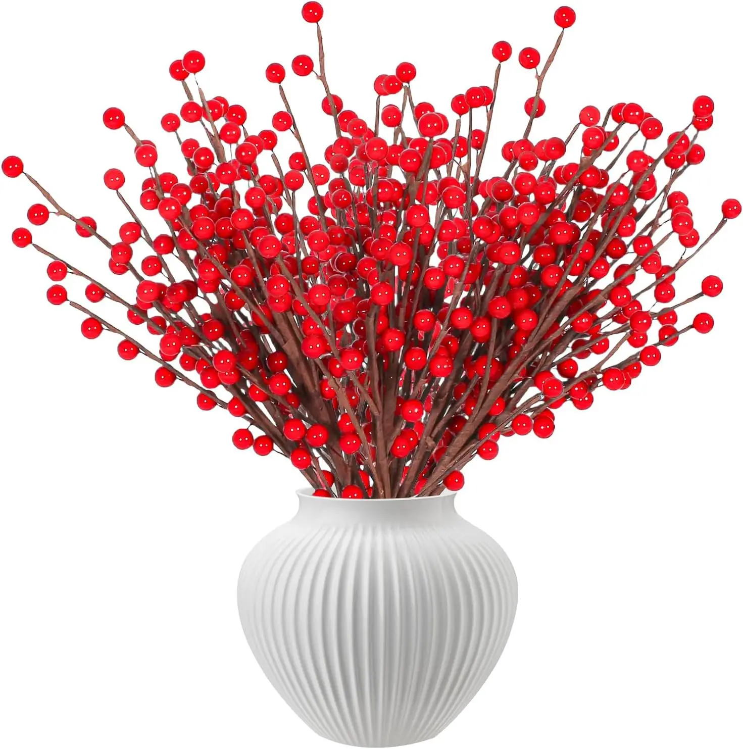 

10 Pack Artificial Red Berry Stems, 12.5in Faux Holly Branches for Christmas & Wedding Decor