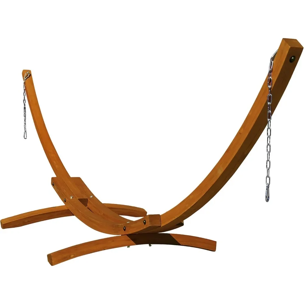 Hamacas de madera de arco para exteriores, soporte de hamaca de madera dura de pino ruso para 2 personas con mosquetones, capacidad de 450lb, 13 pies