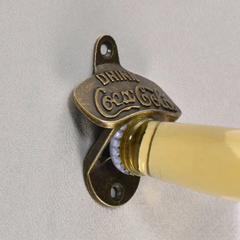 Abridor de botellas de aleación de Zinc montado en la pared con tornillos, abridor de cerveza de Color bronce Retro Vintage, accesorios de herramientas, aparatos de decoración de Bar