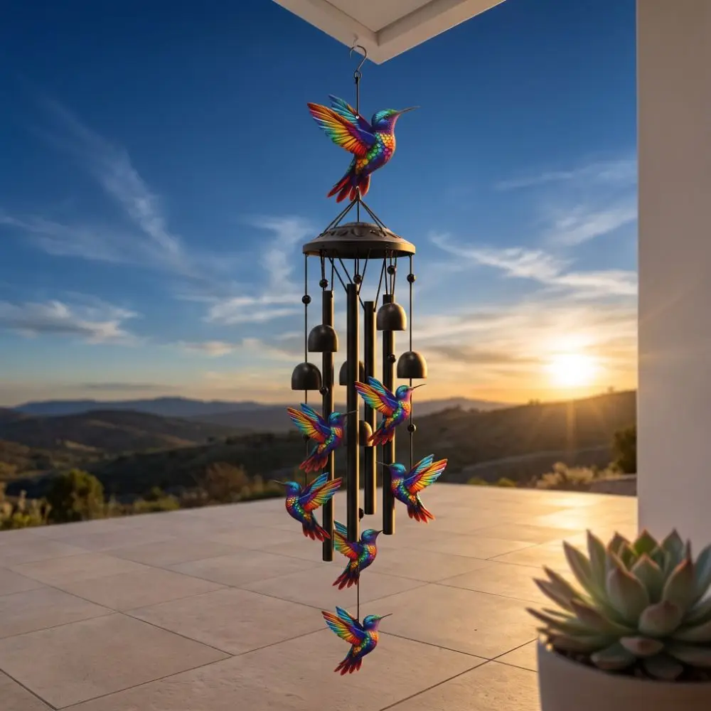 Sunflower Butterfly Wind Chime Metal Decoration Garden Wind Chimes Hanging Ornaments Elegant Hummingbird Wind Chime