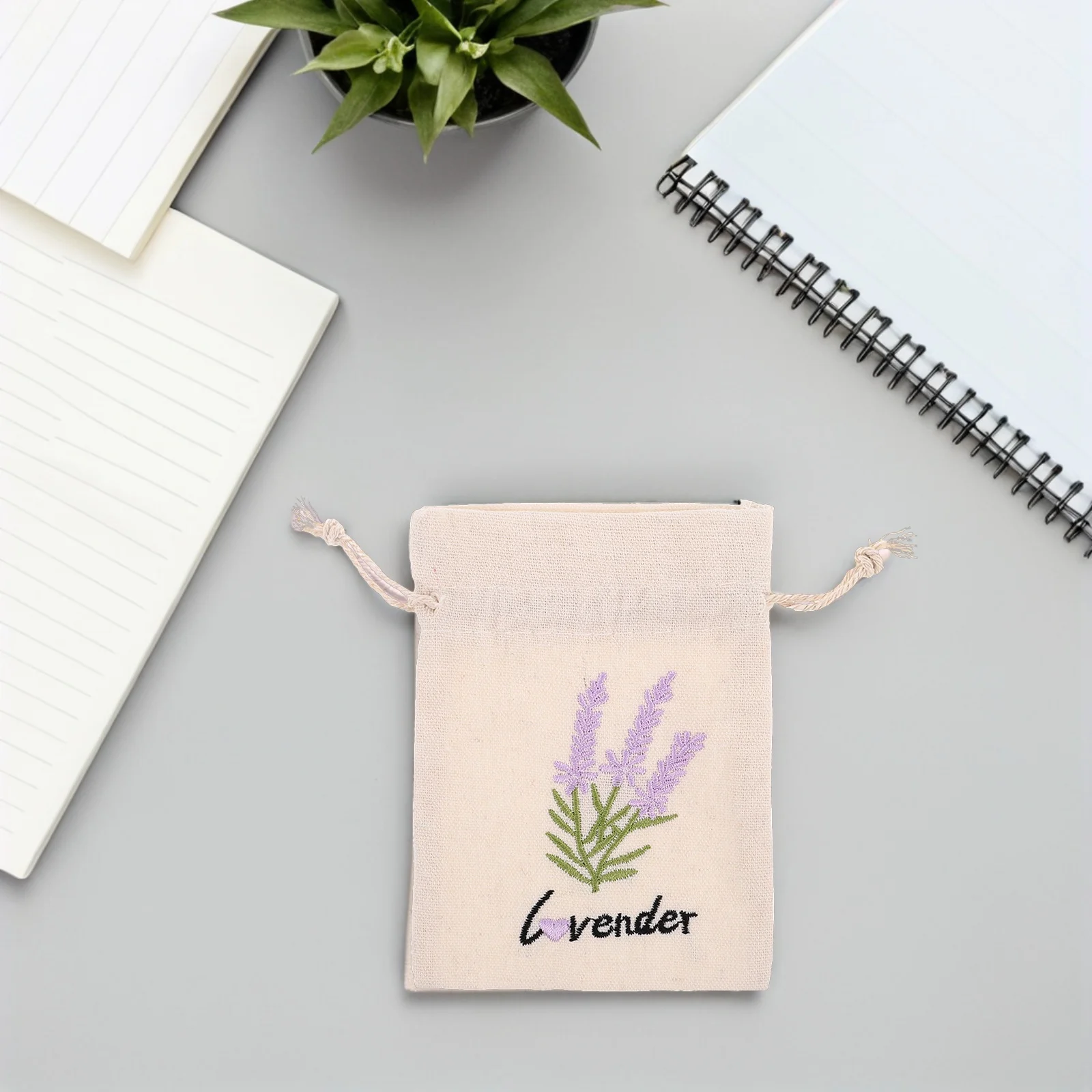 

8Pcs Soft Drawstring Pouches Embroidered Cotton Bags for Jewelry Organizing Lavender Scent Bags Home Decoration Wedding Favors