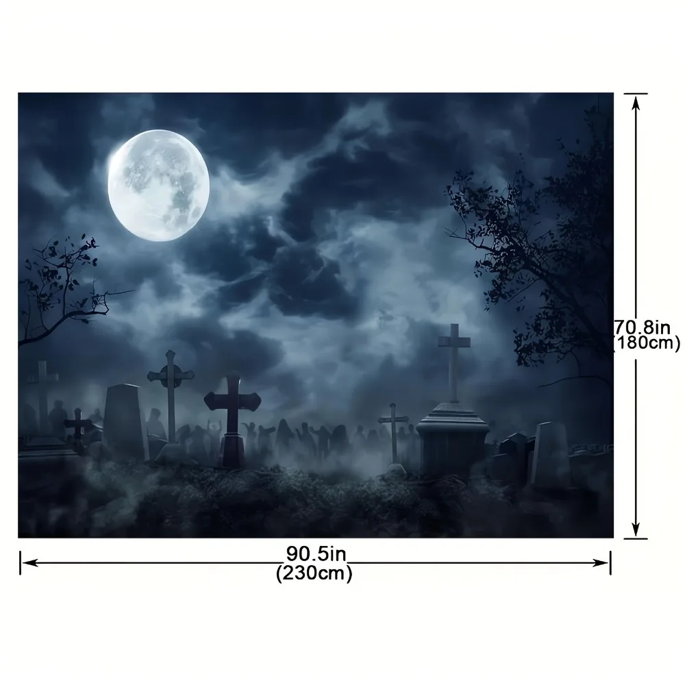 Background Full moon spooky dark night Cemetery Halloween Background Zombie party Background Halloween party banner