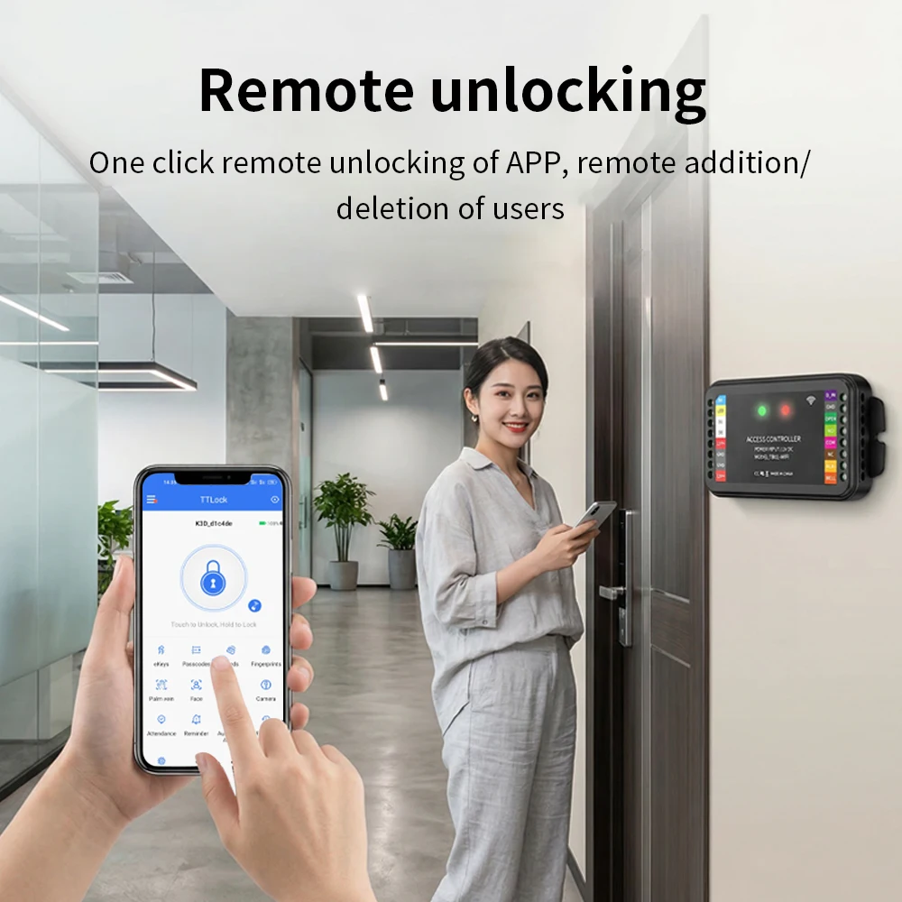 Smart 2.4G WiFi Access Control Unit, APP Remote Unlock, RFID Card & Keypad Entry,Wiegand Input,Dual Door Interlock,Relay Output