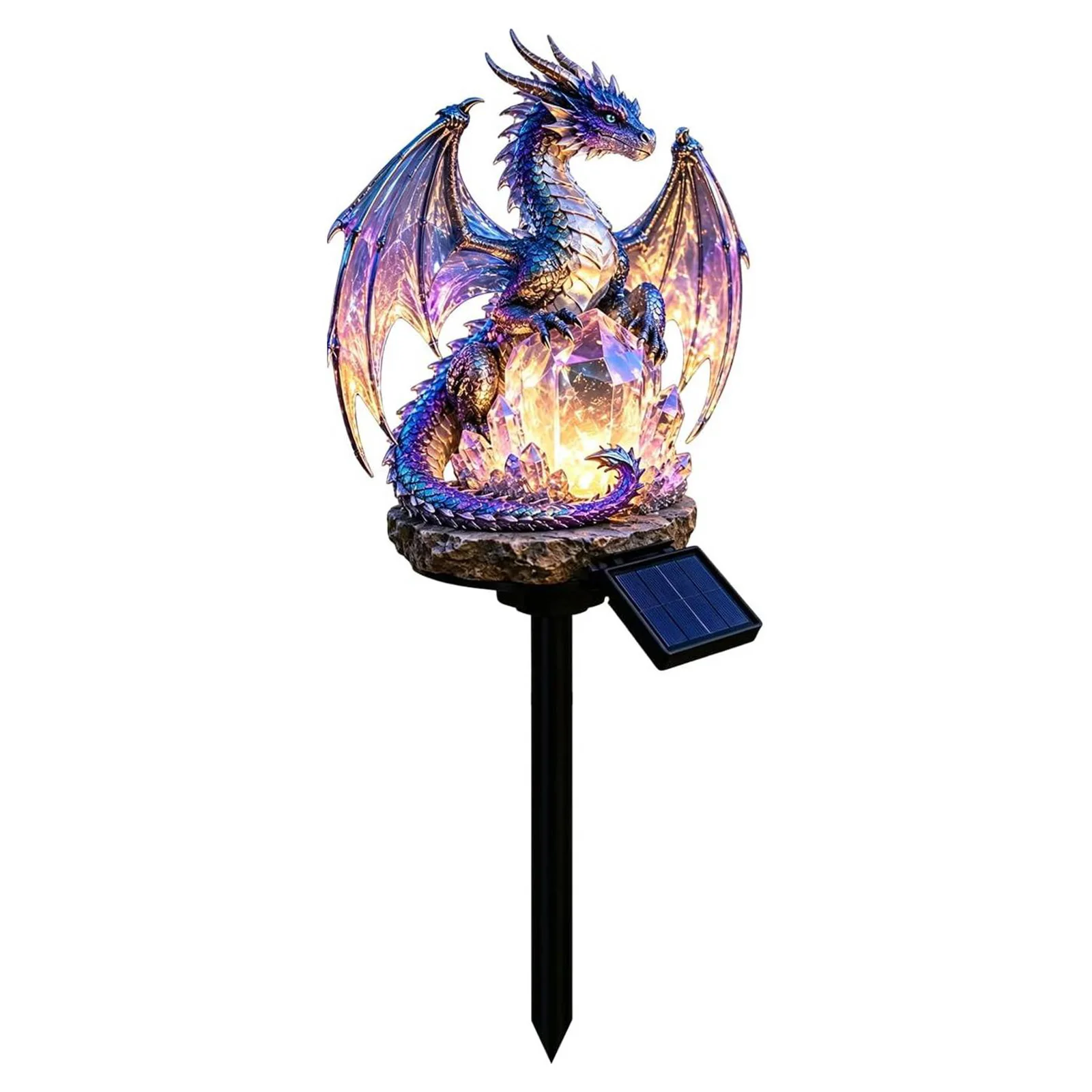 Resin Creative Dragon Figurine Night Light Garden Lamp Party Scene Decoration 43cm Garden Figurine