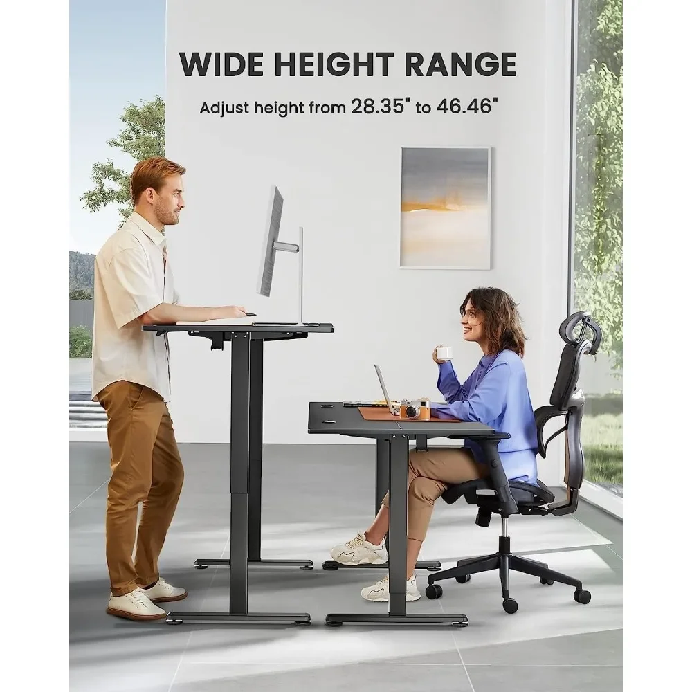 Height Adjustable Electric Standing Desk, 63x 28 Inches Sit Stand up Desk, Large Memory Computer Home Office Desk