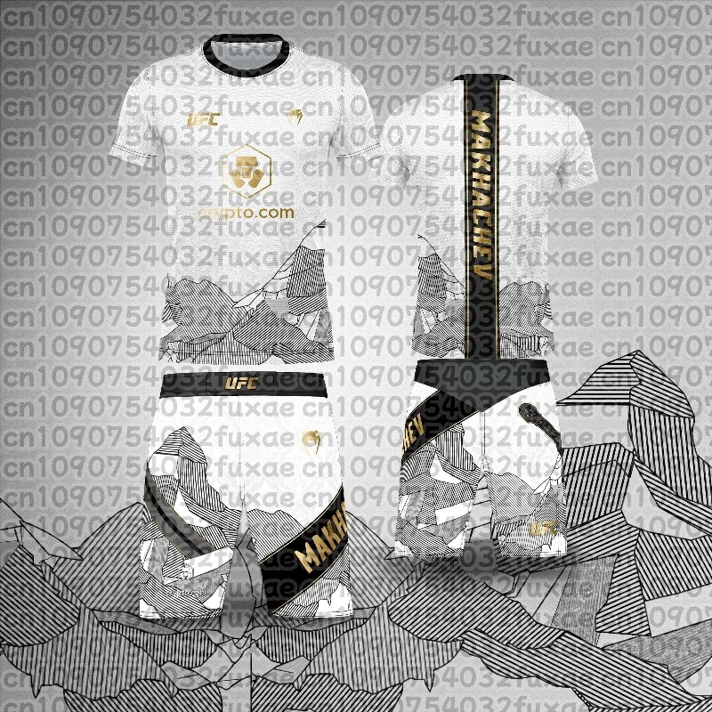 

UFC Top Fighters Islam Makhachev Combat Fighting Event Футболки Мужские дышащие трикотажные шорты для борьбы Бег Впитывающий пот комплект