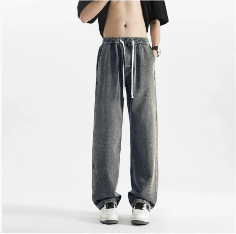 2025 New Starry Sky Pattern Jeans for Men, Hot Selling, Elastic Waist, Loose and Versatile, Wide Leg Casual Straight Pants